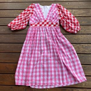 Molby the label checkers picnic puff sleeve dress